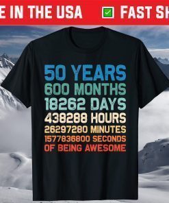 Vintage 50th Birthday 50 Years Old 600 Months Awesome Birthday T-Shirt