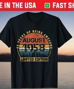 Vintage August 1958 63rd Birthday 63 Years Old Being Awesome T-Shirt