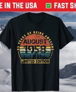 Vintage August 1958 63rd Birthday 63 Years Old Being Awesome T-Shirt