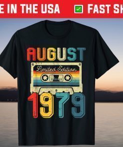 Vintage August 1979 Cassette Tape 42nd Birthday Decoration US 2021 T-Shirt