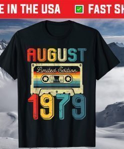 Vintage August 1979 Cassette Tape 42nd Birthday Decoration US 2021 T-Shirt