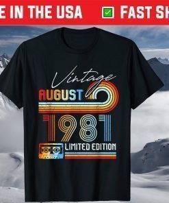 Vintage August 1981 Limited Edition Cassette Tape 40th Birthday T-Shirt