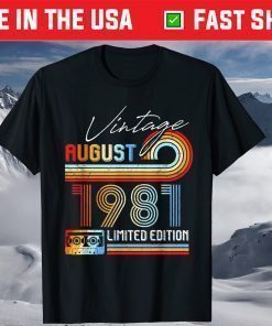 Vintage August 1981 Limited Edition Cassette Tape 40th Birthday T-Shirts