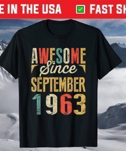 Vintage Awesome Since SEPTEMBER 1963 Birthday Shirt