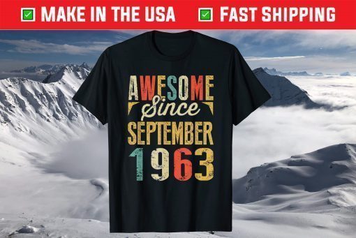 Vintage Awesome Since SEPTEMBER 1963 Birthday Shirt