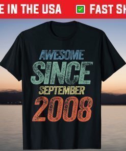 Vintage Awesome Since September 2008 13th Birthday T-Shirt