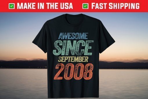 Vintage Awesome Since September 2008 13th Birthday T-Shirt