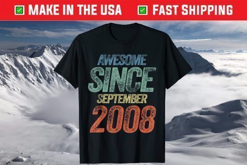 Vintage Awesome Since September 2008 13th Birthday T-Shirt