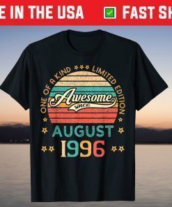 Vintage Birthday Awesome Since August 1996 Limited Edition T-Shirt