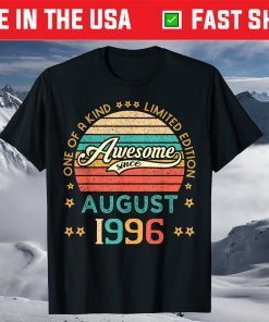 Vintage Birthday Awesome Since August 1996 Limited Edition T-Shirt