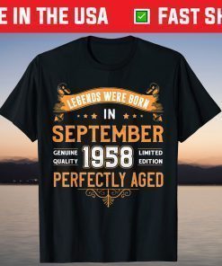 Vintage Legend Born In September 1958 60th Birthday Shirt