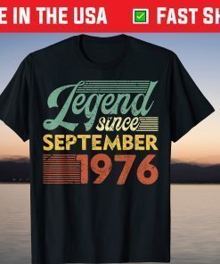 Vintage Legend Since September 1976 Birthday T-Shirt