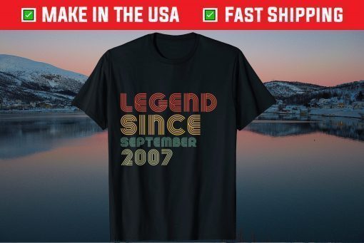 Vintage Legend Since September 2007 14th Birthday 14 Years Old Shirt