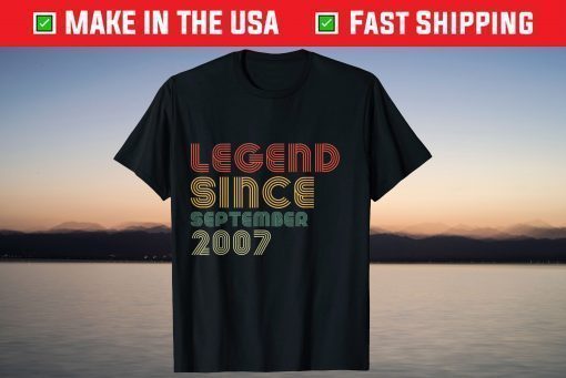 Vintage Legend Since September 2007 14th Birthday 14 Years Old T-Shirt