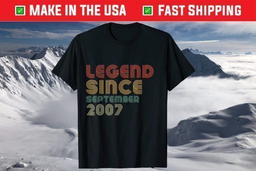 Vintage Legend Since September 2007 14th Birthday 14 Years Old T-Shirt