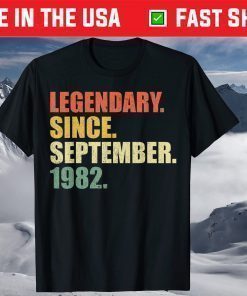 Vintage Legendary Since September 1982 39th Birthday T-Shirt