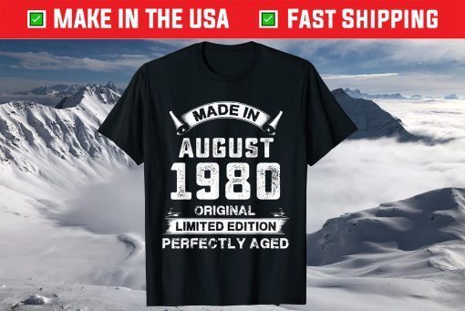 Vintage Made In August 1980 Birthday 41 Years Old Classic T-Shirt