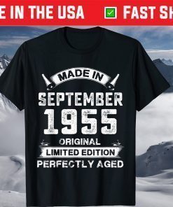 Vintage Made In September 1955 Birthday 65 Year Old T-Shirt