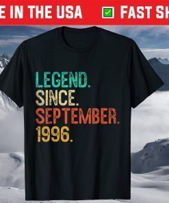 Vintage Retro September 1996 25th Birthday 25 Years Old T-Shirt