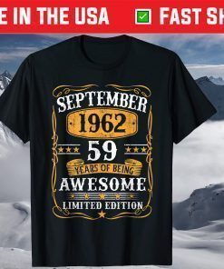 Vintage September 1962 59Th Birthday 59 Years Old T-Shirt