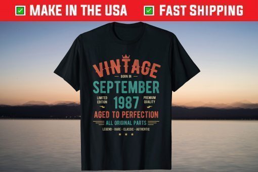 Vintage September 1987 34rd Birthday 34 Years Old T-Shirt