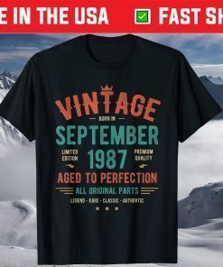 Vintage September 1987 34rd Birthday 34 Years Old T-Shirt