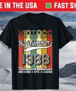 Vintage September 1988 33rd Birthday Limited Edition T-Shirt