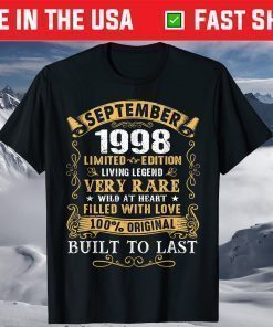 Vintage September 1998 23rd Birthday 23 Years Old T-Shirt