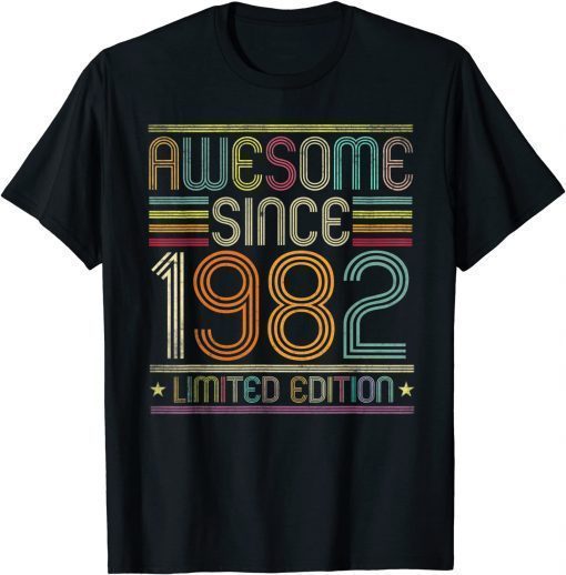 39th Birthday Vintage Tee 39 Years Old Awesome Since 1982 T-Shirt