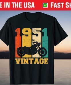 Vintage 1951 Motorcycle 70th Birthday 70 Years Old Shirt