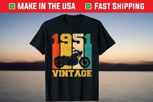 Vintage 1951 Motorcycle 70th Birthday 70 Years Old Shirt