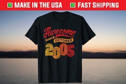 Awesome Since October 2005 16 Years Old 16th Birthday T-Shirt