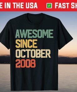 Awesome Since October 2008 13 Years Old 13th Birthday T-Shirt