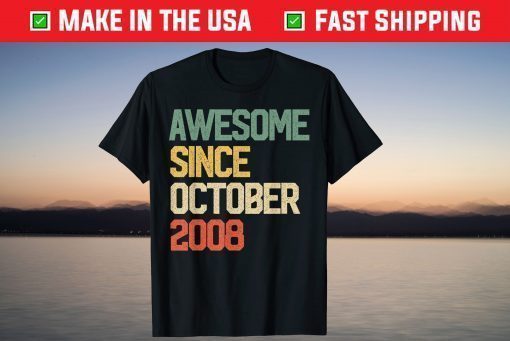 Awesome Since October 2008 13 Years Old 13th Birthday T-Shirt