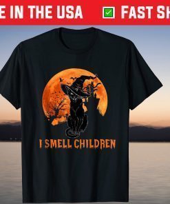 I Smell Children Witch Black Cat Halloween Broom T-Shirt