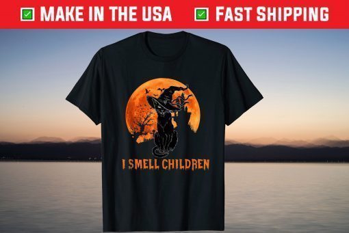 I Smell Children Witch Black Cat Halloween Broom T-Shirt