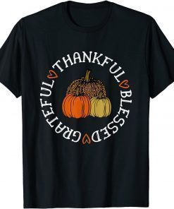 Thankful Grateful Blessed - Pumpkin Leopard T-Shirt