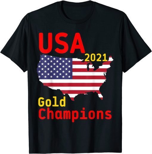 USA 2021 Gold Champions Football Team Tee Shirt