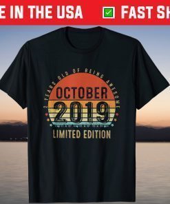 Vintage Retro Born in October 2019 2nd Birthday T-Shirt