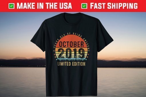 Vintage Retro Born in October 2019 2nd Birthday T-Shirt