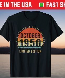 Vintage Born in October 1950 71st Birthday T-Shirt