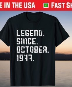 Vintage Legend Since October 1977 44rd Birthday 44 Years Old Shirt