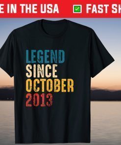 Vintage Legend Since October 2013 8th Birthday T-Shirt