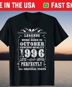 Vintage Legends Were Born In October 1996 Aged 25th Birthday T-Shirt