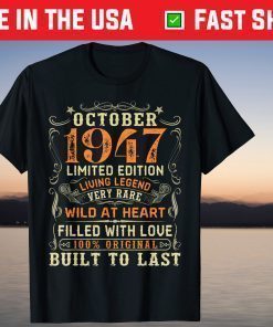 Vintage October 1947 Awesome 74rd Birthday 74 Years Old T-Shirt