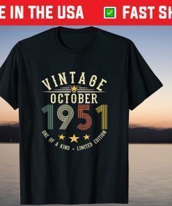 Vintage October 1951 70 Year 70th Birthday T-Shirt