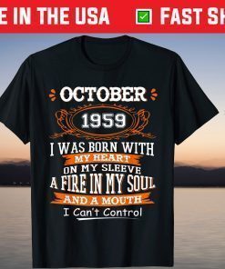 Vintage October 1959 Birthday 60 Years Old T-Shirt