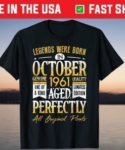 Vintage October 1961 Birthday 60 Years Old Tshirt