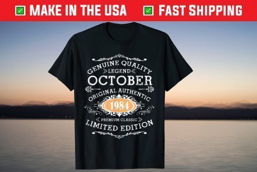 Vintage October 1984 Birthday 37 Years Old T-Shirt