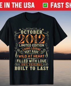 Vintage October 2012 Awesome 9 Years Old 9th Birthday T-Shirt